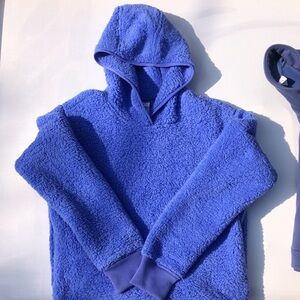 Athleta Blue Sherpa Hoodie & Quarter Zip Pullover Set